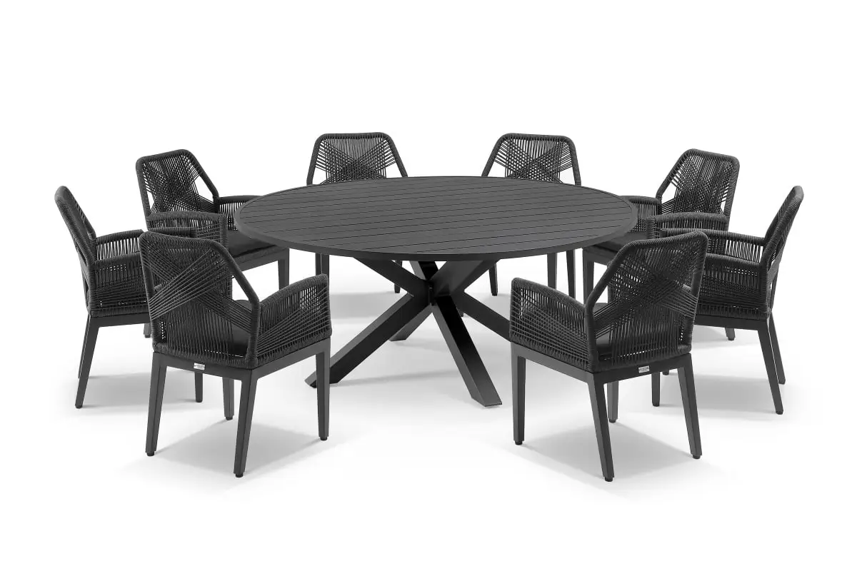cove round cross leg dining table 180cm charcoal