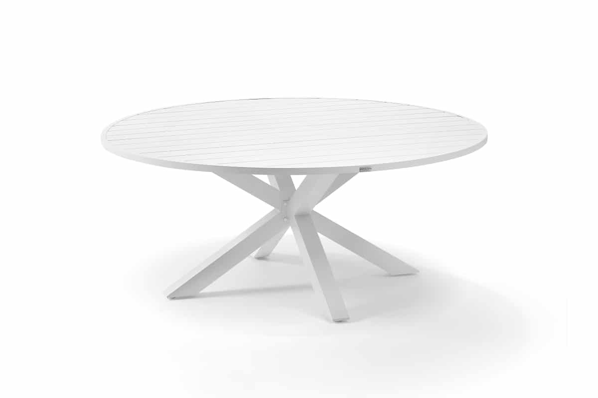 cove round cross leg dining table white
