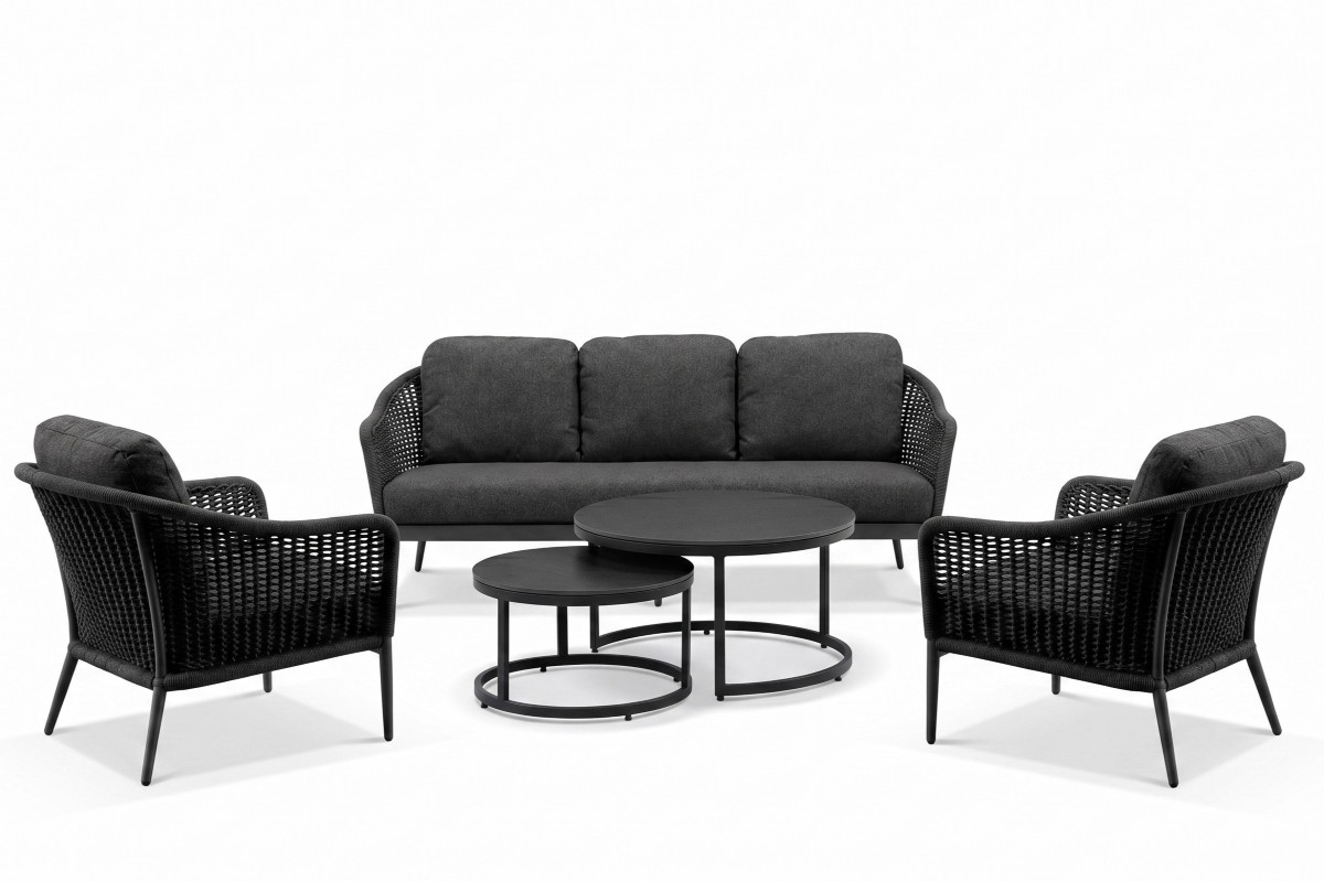 amalfi lounge set with oasis tables charcoal
