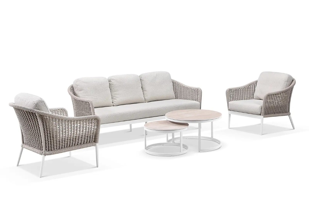 amalfi lounge set with oasis tables white