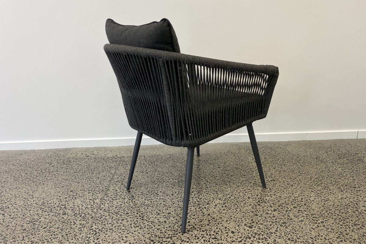 bay-charcoal-chair bay rope outdoor dining chair with olefin cushion charcoal