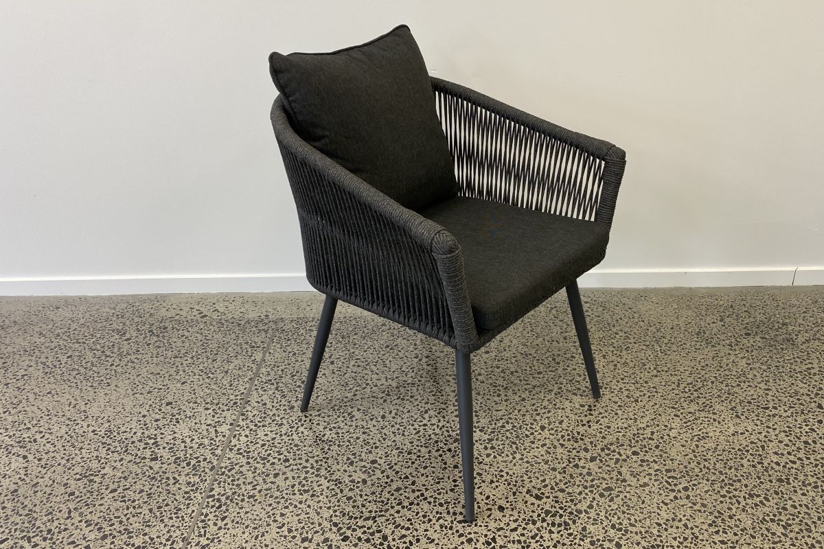 bay-charcoal-rope-chair bay rope outdoor dining chair with olefin cushion charcoal