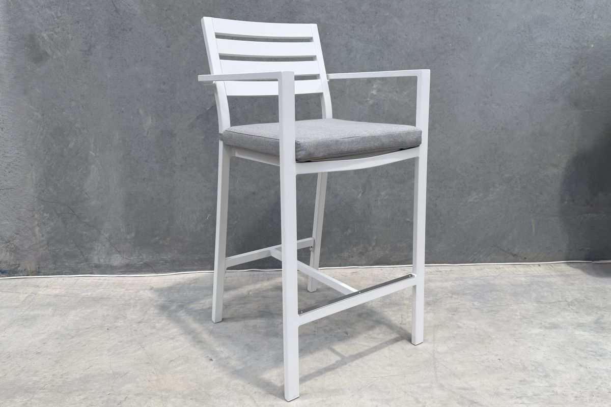 beach aluminium outdoor bar stool white