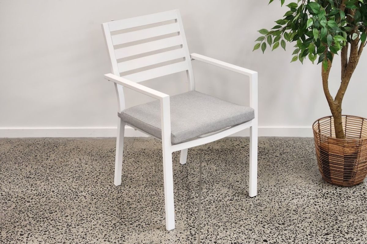 Beach White Aluminium Dining Chair Shop Now Modern Style