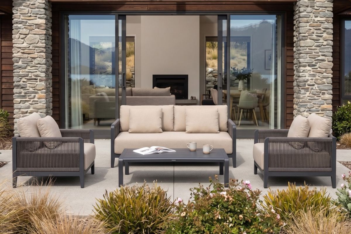burano 2 seater lounge set charcoal