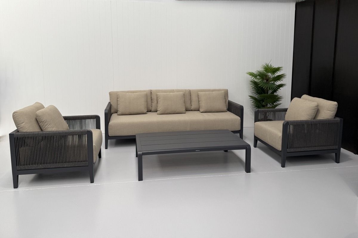 burano 3 seater lounge set charcoal