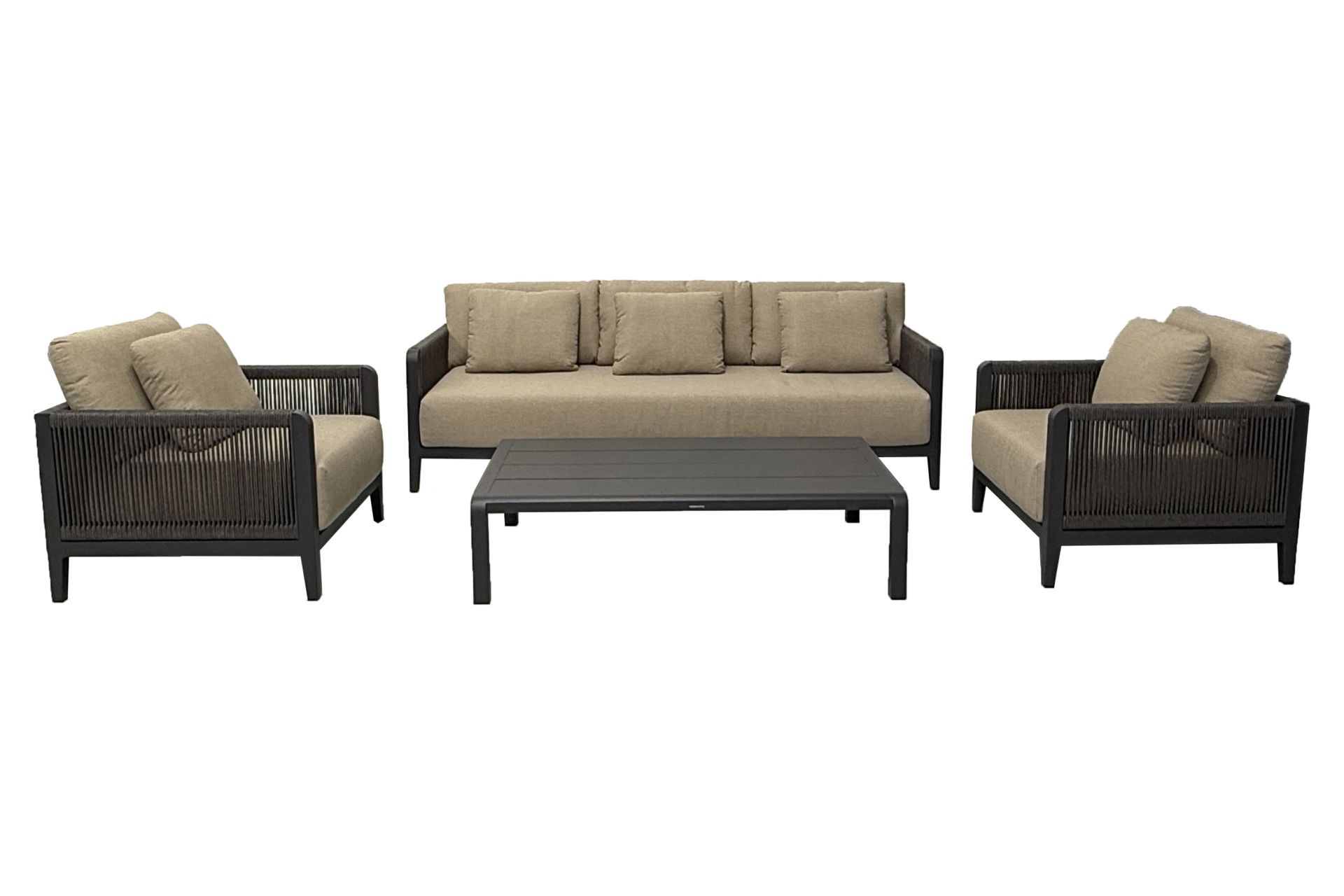 burano 3 seater lounge set charcoal