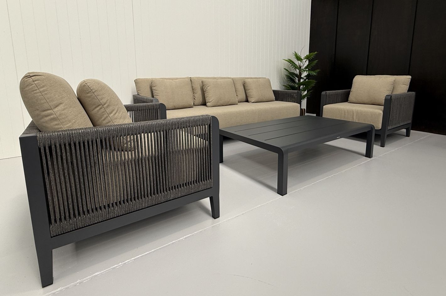 burano 3 seater lounge set charcoal