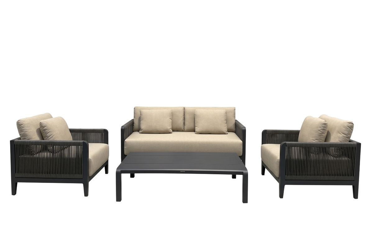 burano 2 seater lounge set charcoal