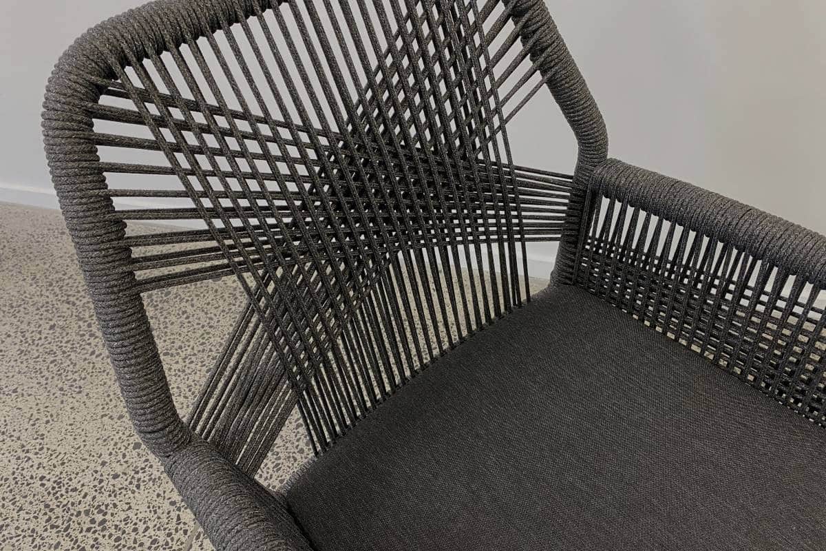 cape-charcoal-chair-closeup cape rope outdoor dining chair with olefin cushion charcoal