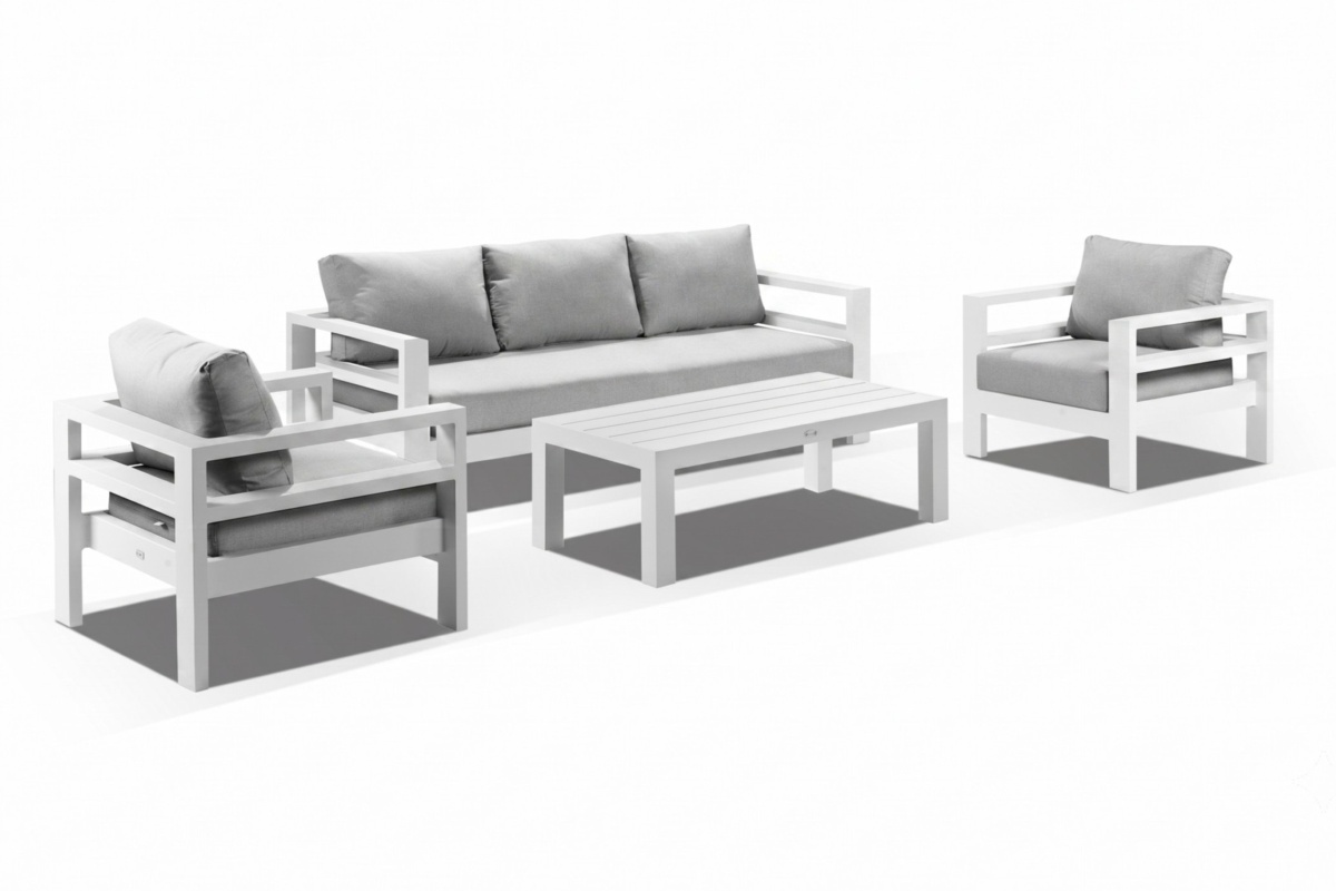 coast 3 seater lounge set white