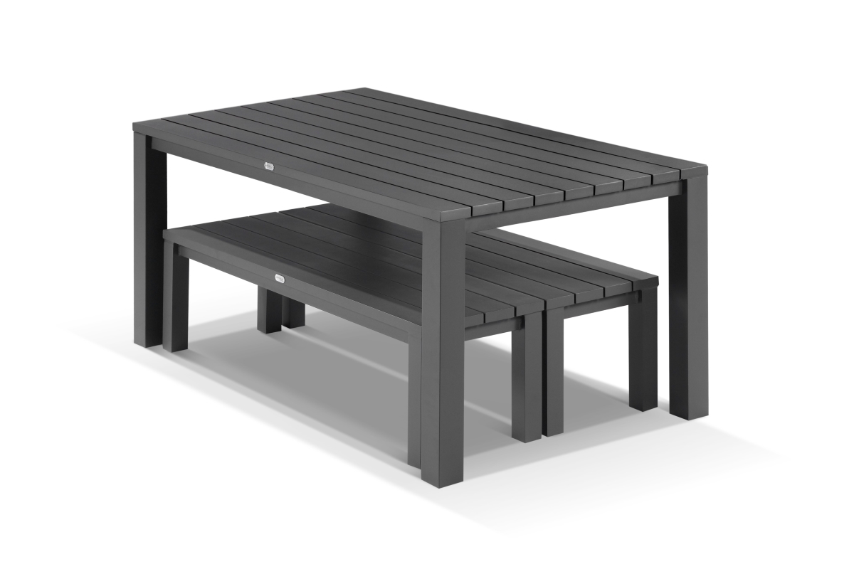 cove table 165cm with 2 bench seats charcoal
