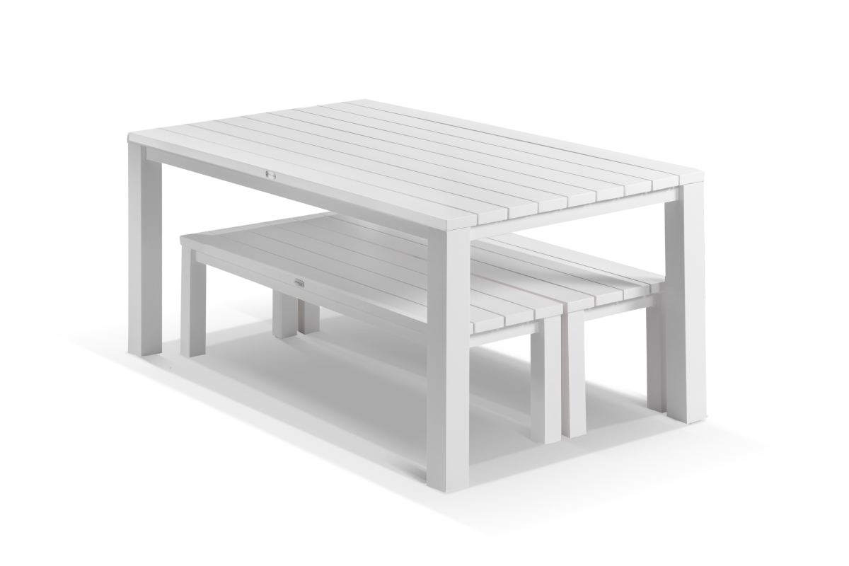 cove table 165cm with 2 bench seats white