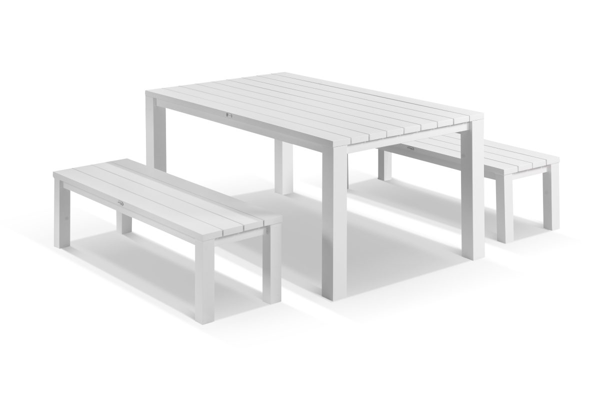 cove table 165cm with 2 bench seats white