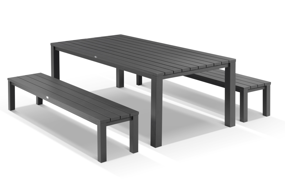 cove table 220cm with 2 bench seats charcoal