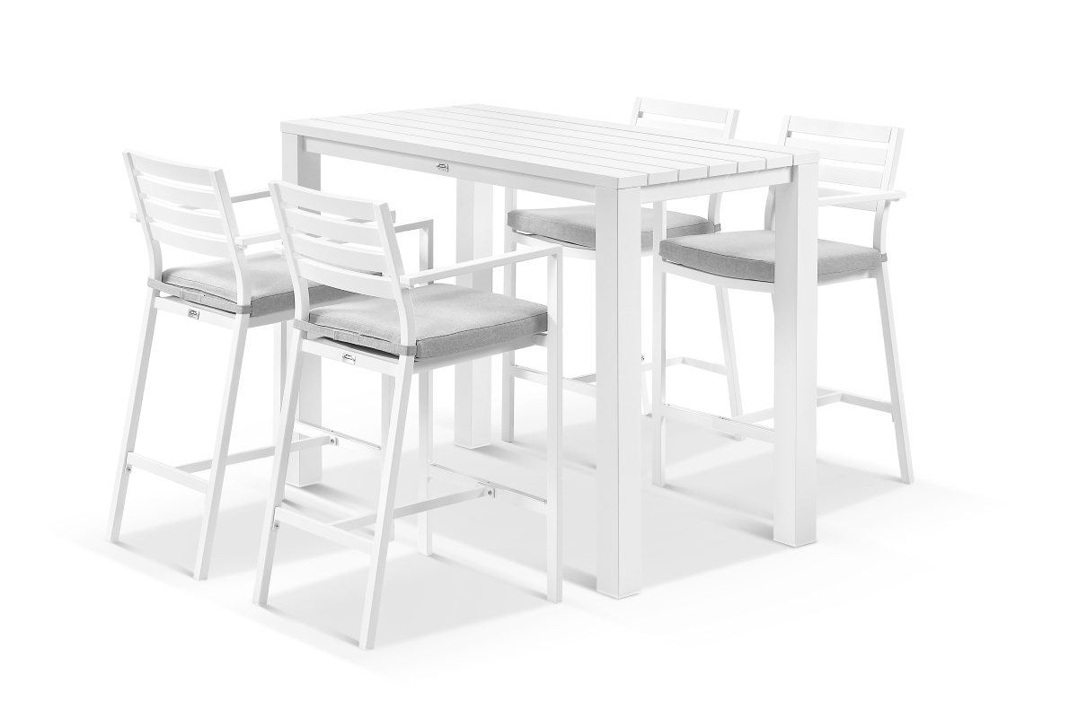 cove with beach chairs bar leaner set white