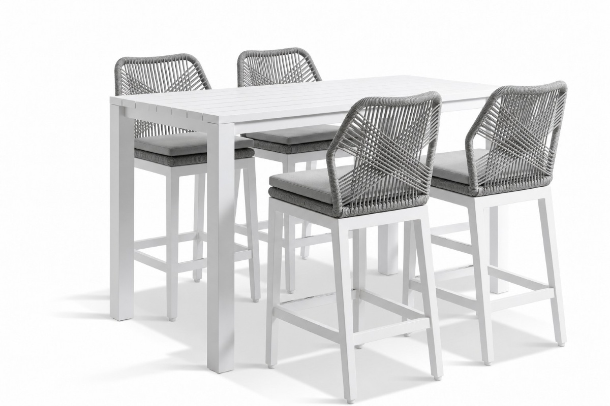 cove with cape chairs bar leaner set white