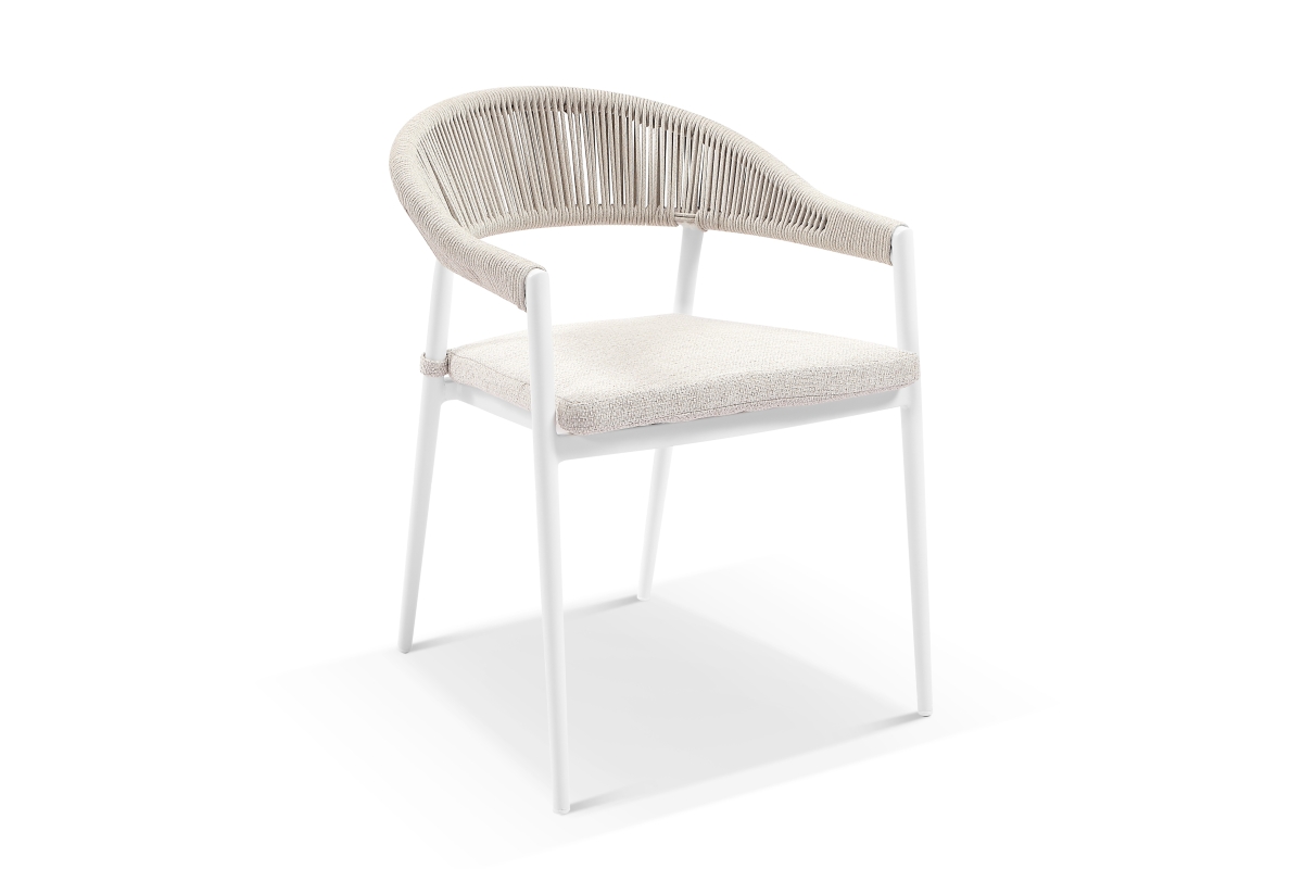 cove beige rope outdoor dining chair white