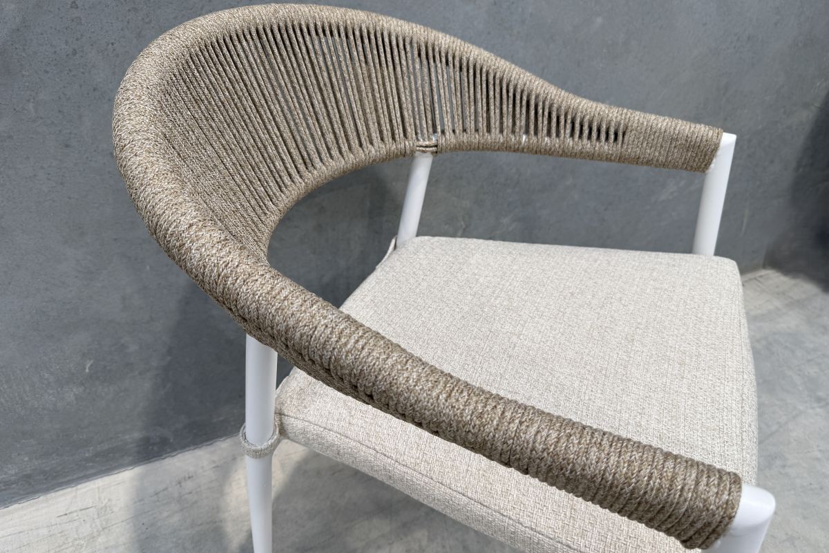 cove biscuit rope outdoor dining chair with olefin cushion white