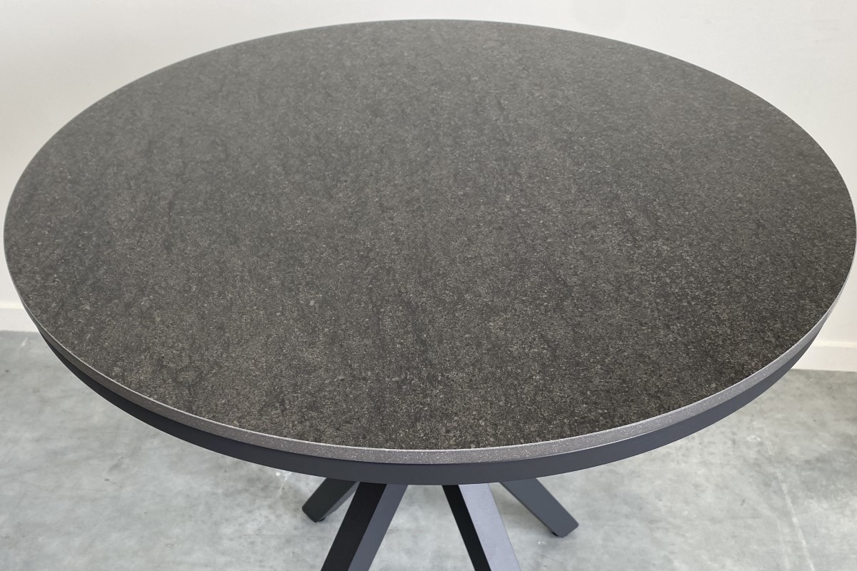 cove ceramic charcoal table closeup cove round ceramic outdoor dining table 100cm charcoal