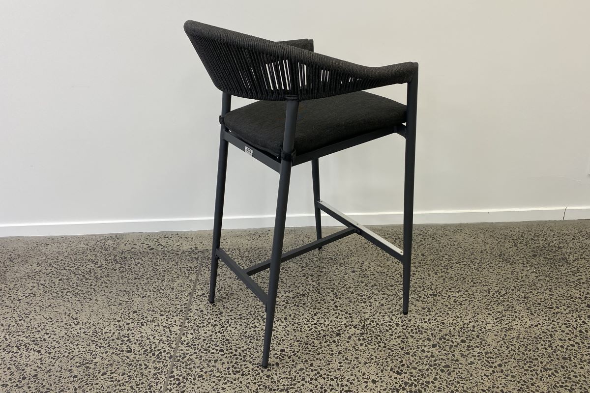 cove charcoal bar stool back view cove bar stool charcoal with olefin cushion