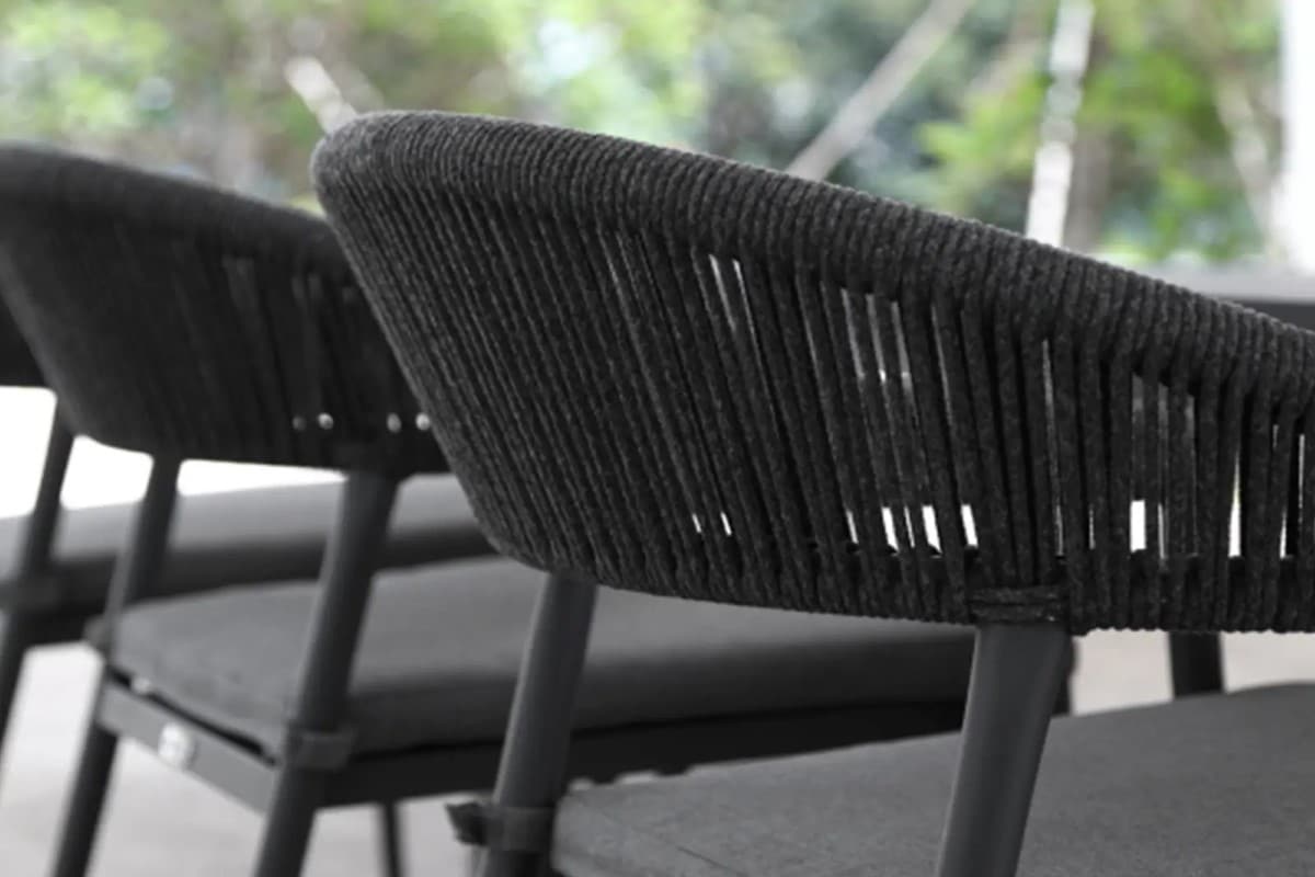 cove charcoal rope outdoor dining chair with olefin cushion charcoal