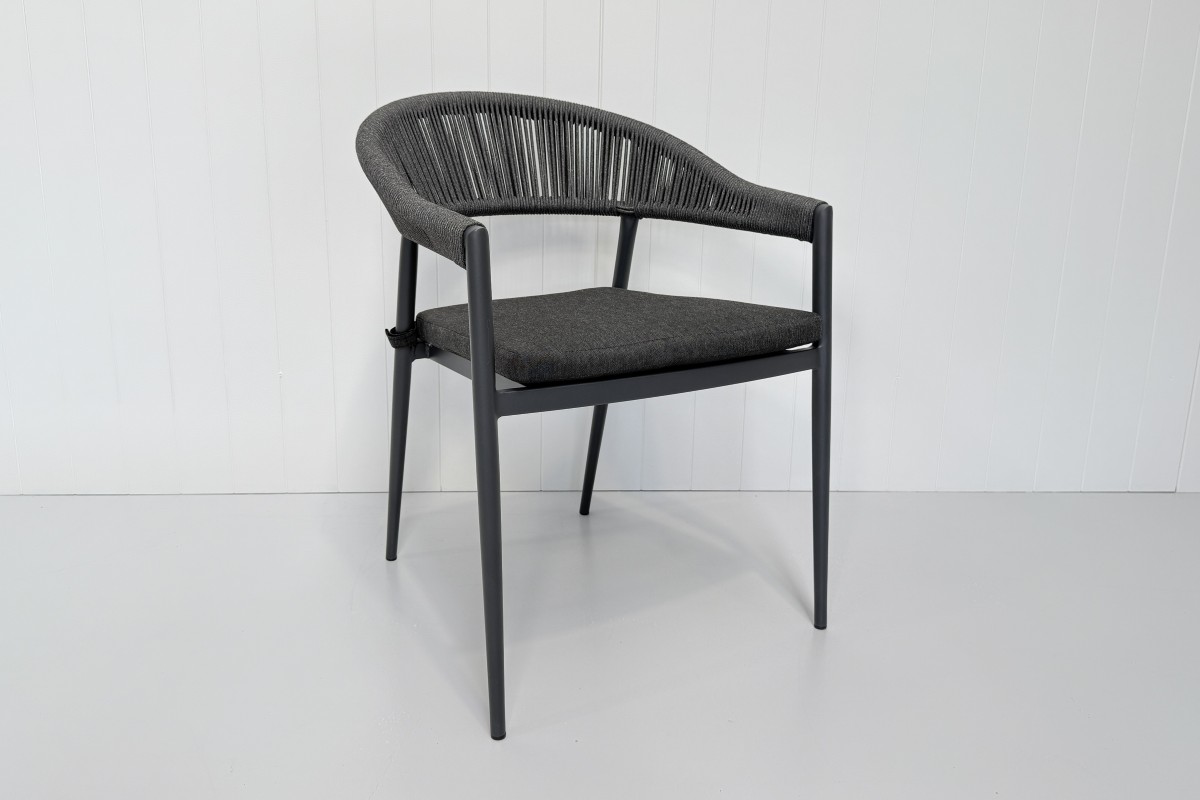 Cove Charcoal Rope Outdoor Dining Chair Modern Style
