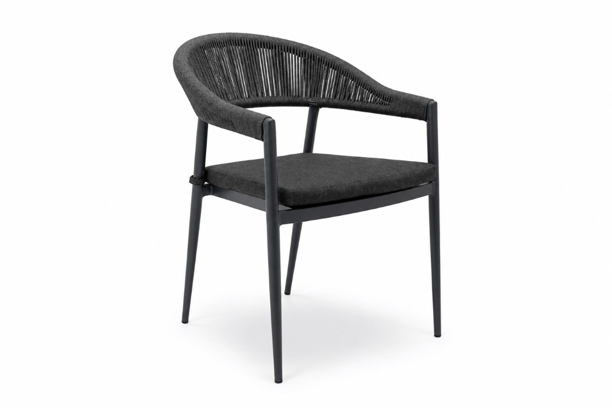 cove charcoal rope outdoor dining chair charcoal