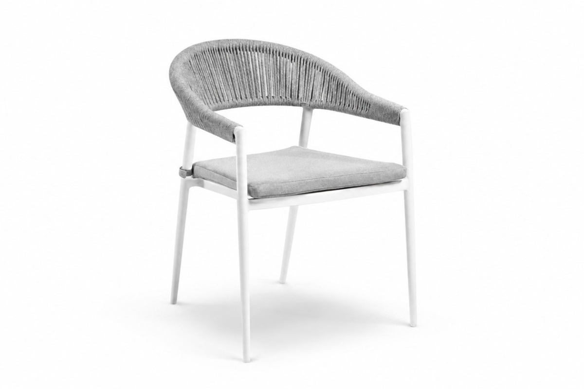 cove grey rope outdoor dining chair white