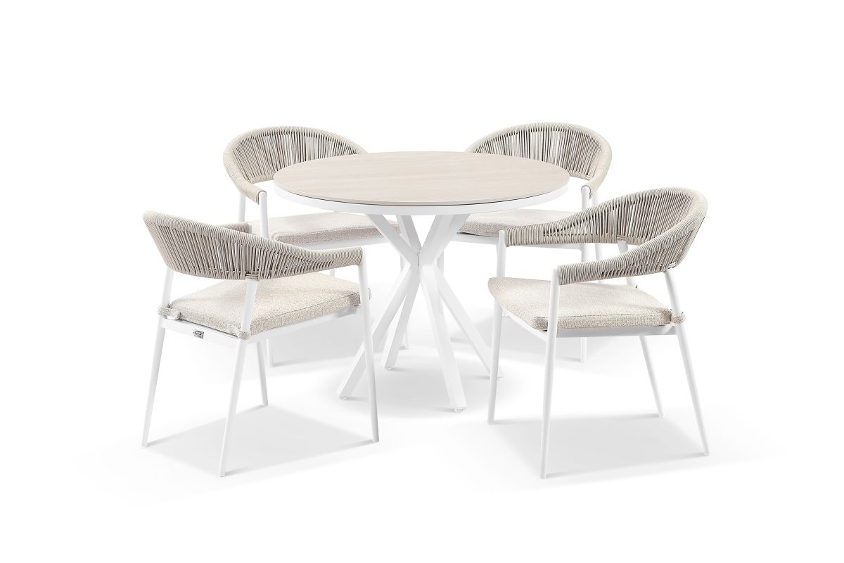 cove round ceramic outdoor dining table 100cm natural