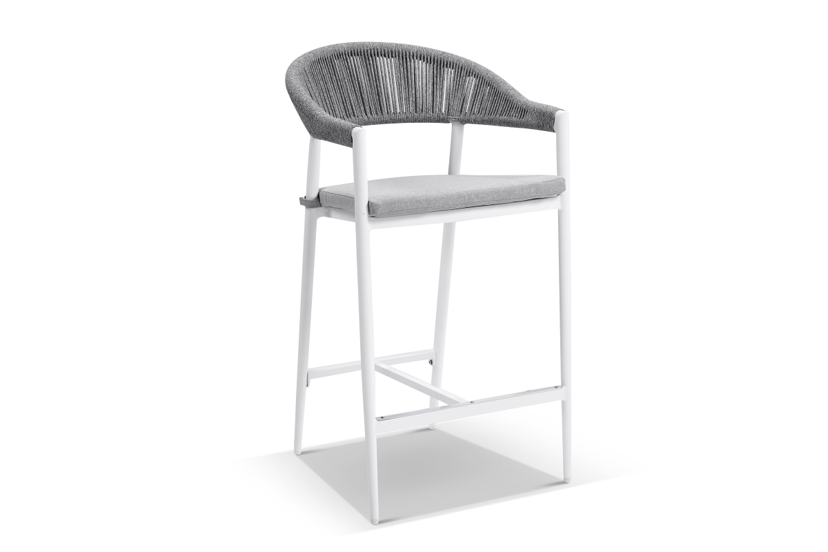 cove bar stool white with sunbrella cushion