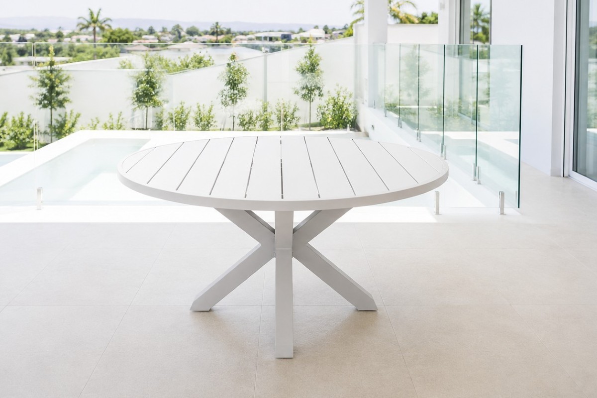 cove round cross leg dining table 140cm white
