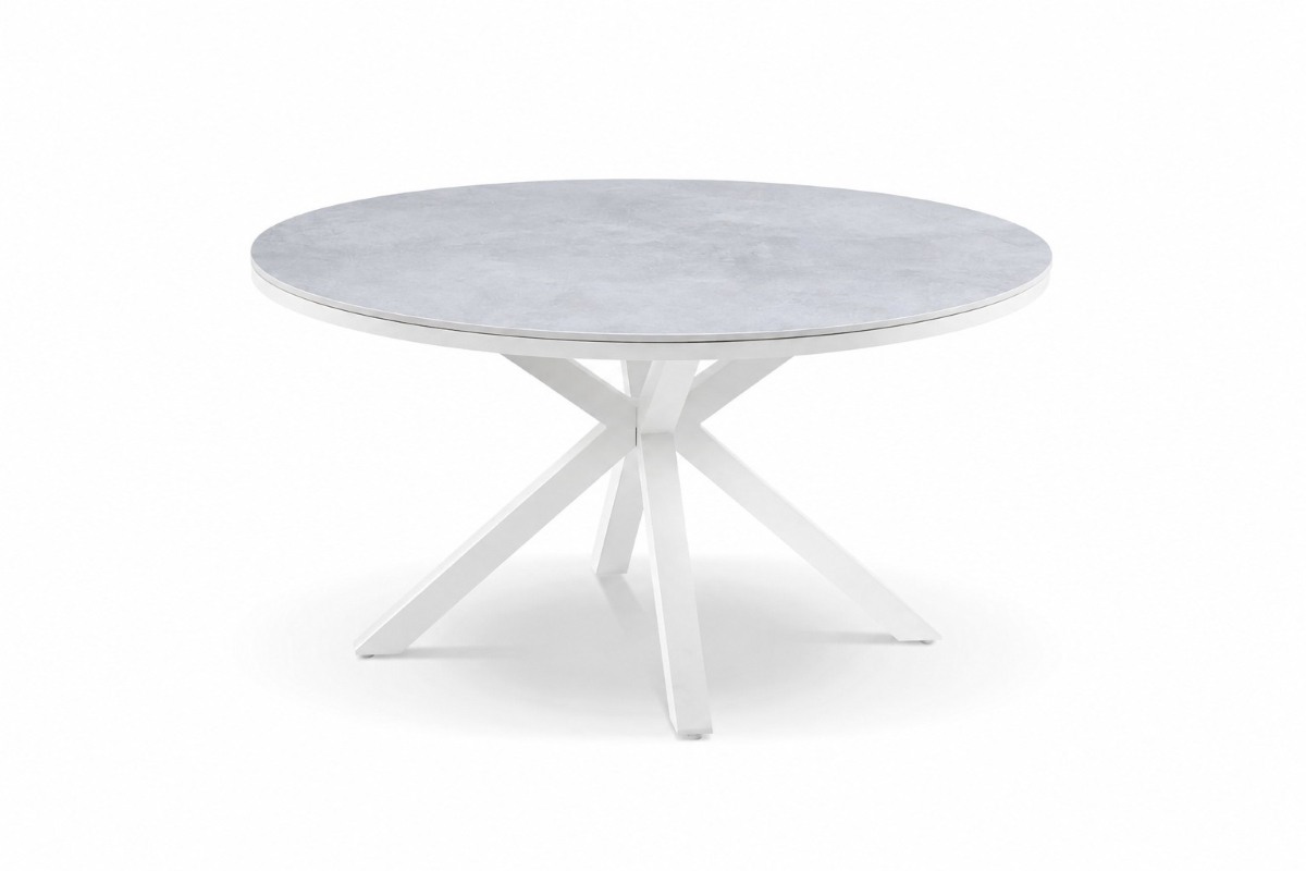 cove round ceramic outdoor dining table 140cm white