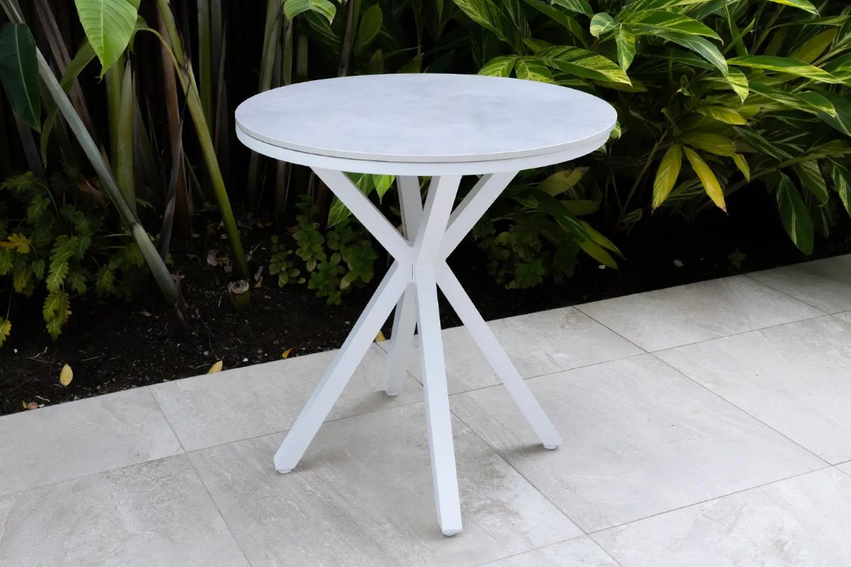 cove round ceramic outdoor bistro table 72cm white