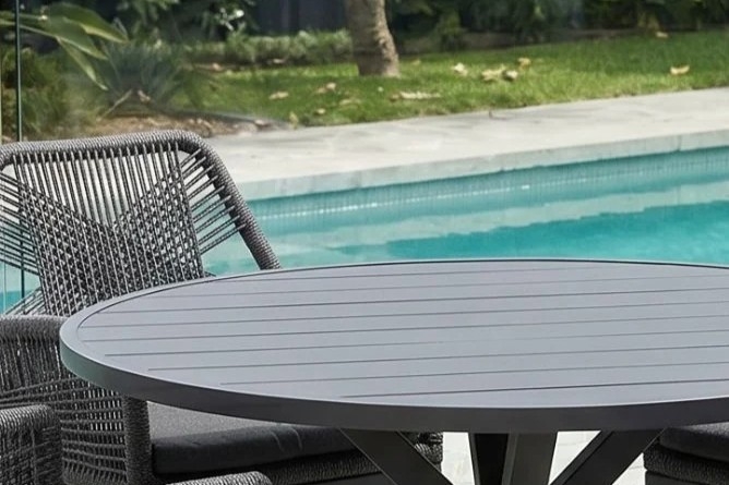 cove round cross leg dining table 140cm charcoal