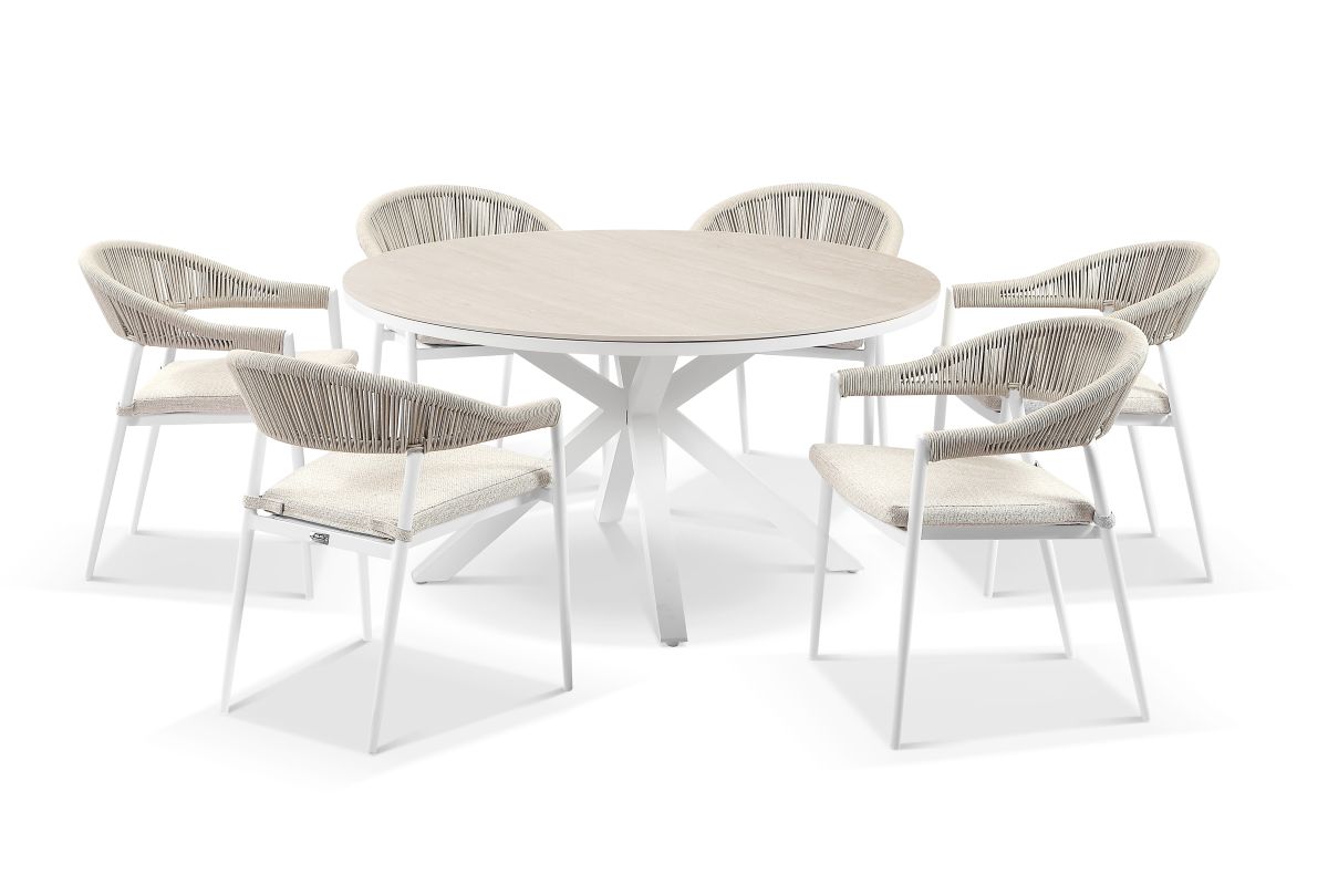 cove beige rope outdoor dining chair white