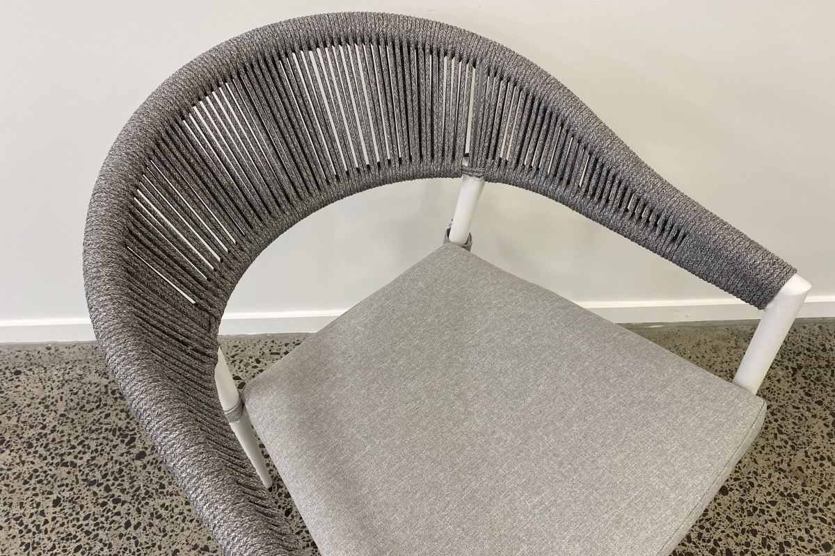cove grey rope outdoor dining chair white