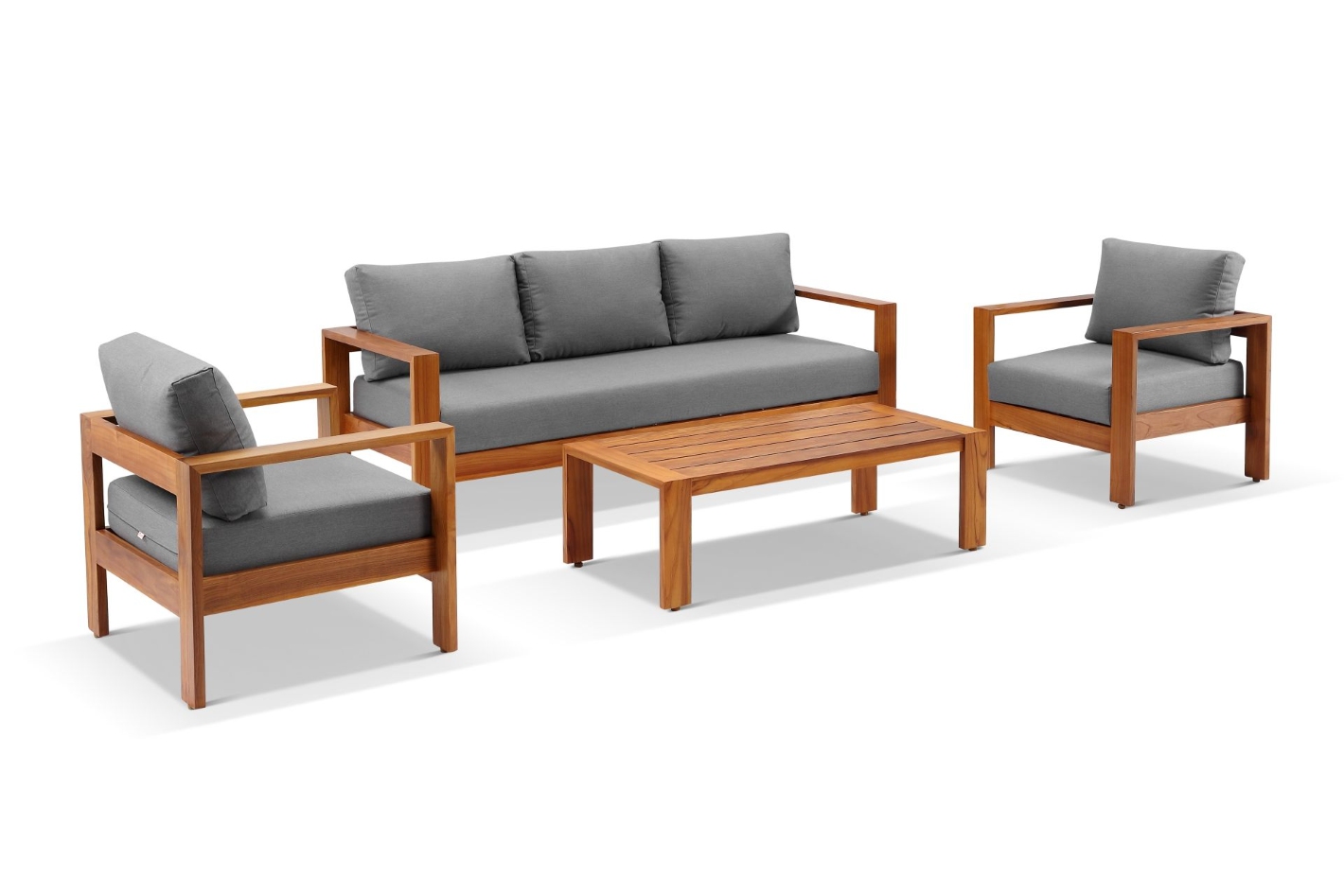 delta 4pc teak lounge set charcoal sunbrella