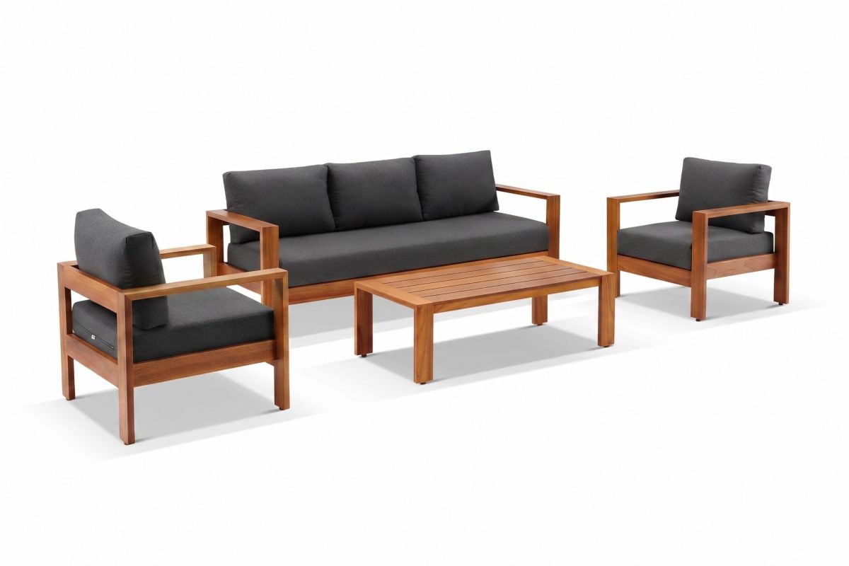 delta 4pc teak lounge set sooty sunbrella