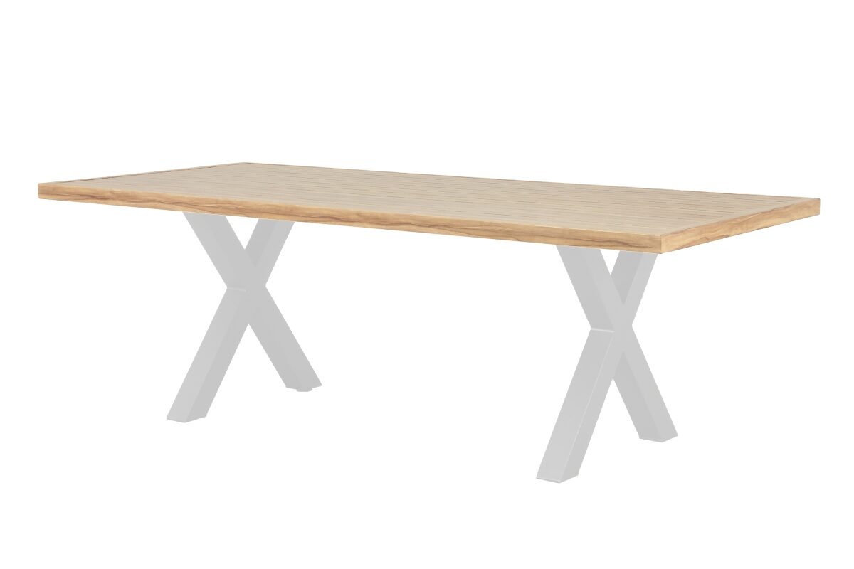 emilie aluminium outdoor dining table 220cm white x legs