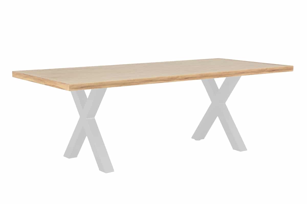 emilie aluminium outdoor dining table 220cm white x legs