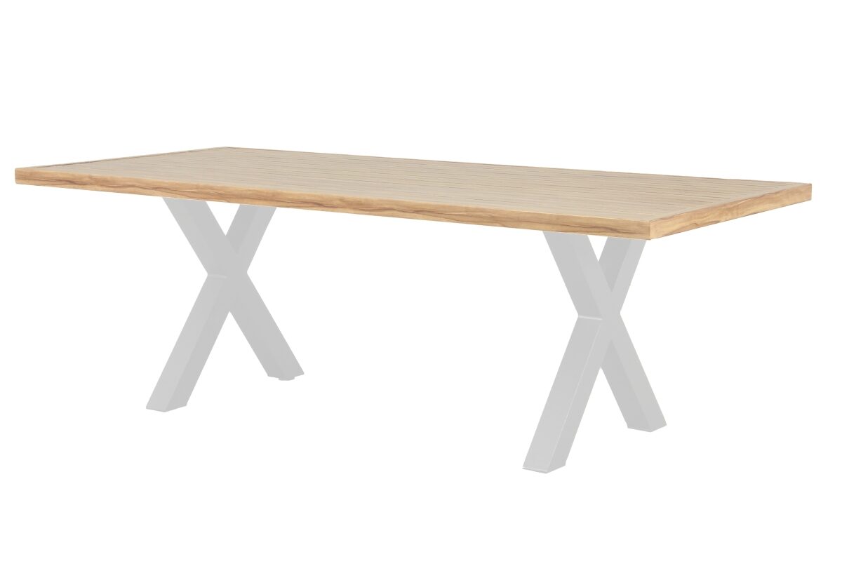 emilie aluminium outdoor dining table 220cm white x legs
