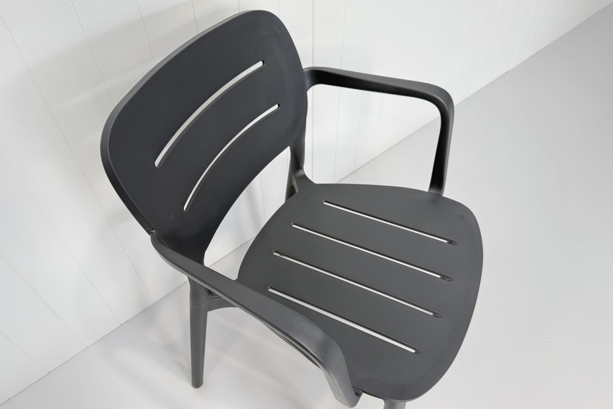 grace resin arm dining chair charcoal