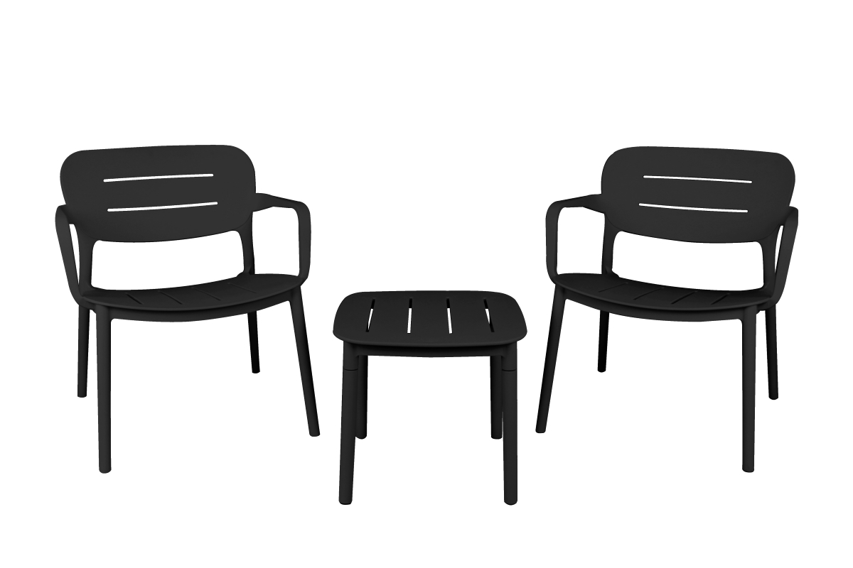 grace resin outdoor 3pc lounge setting charcoal