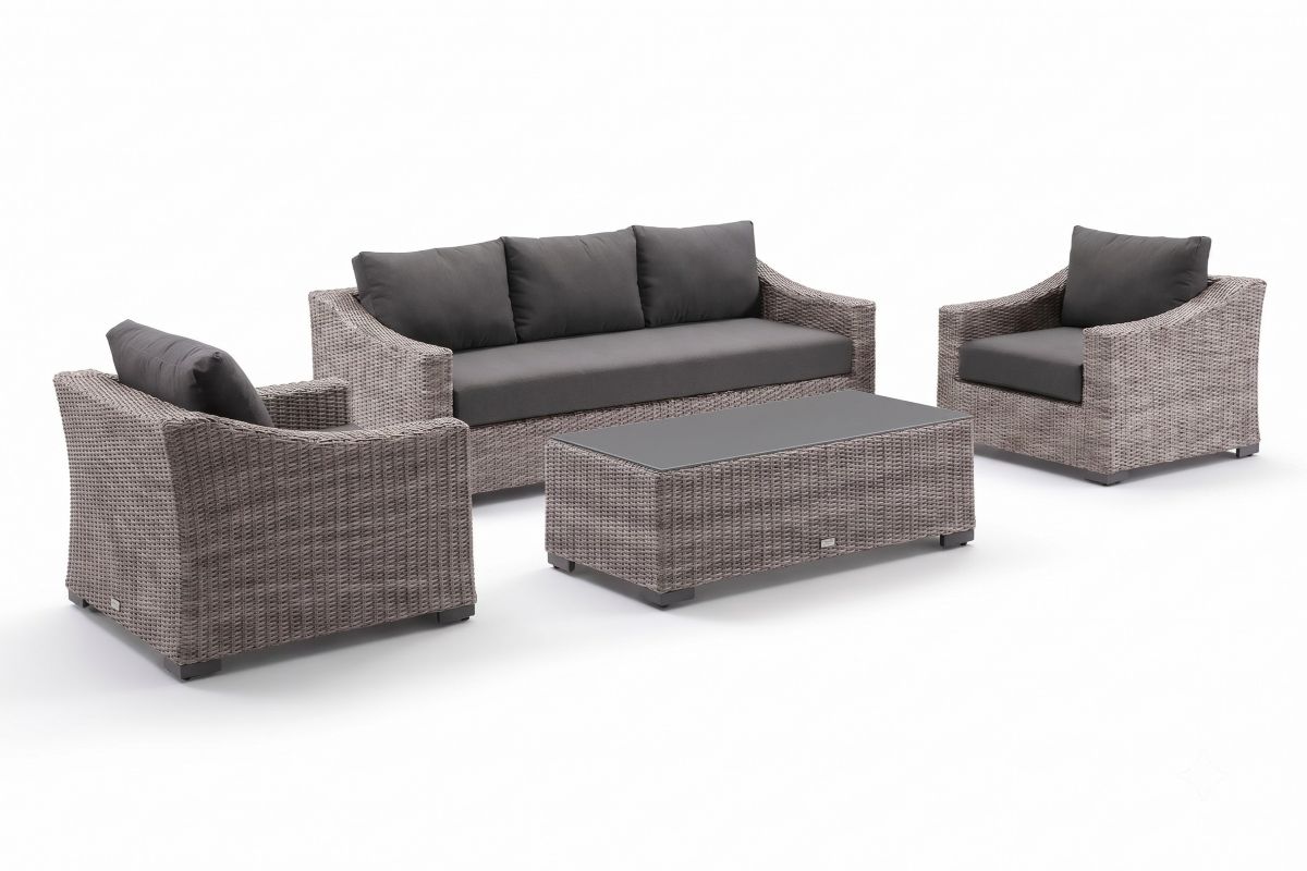 hahei 3 seater lounge set canvas coal