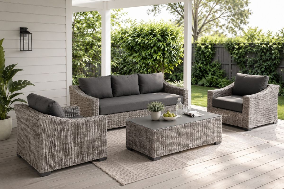 hahei 3 seater lounge set canvas coal