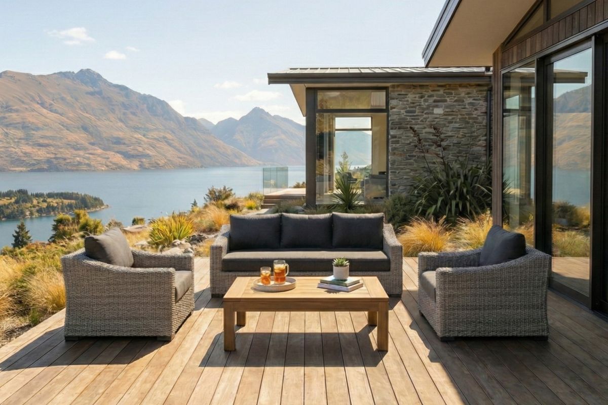 hahei 3 seater lounge set coal teak ct