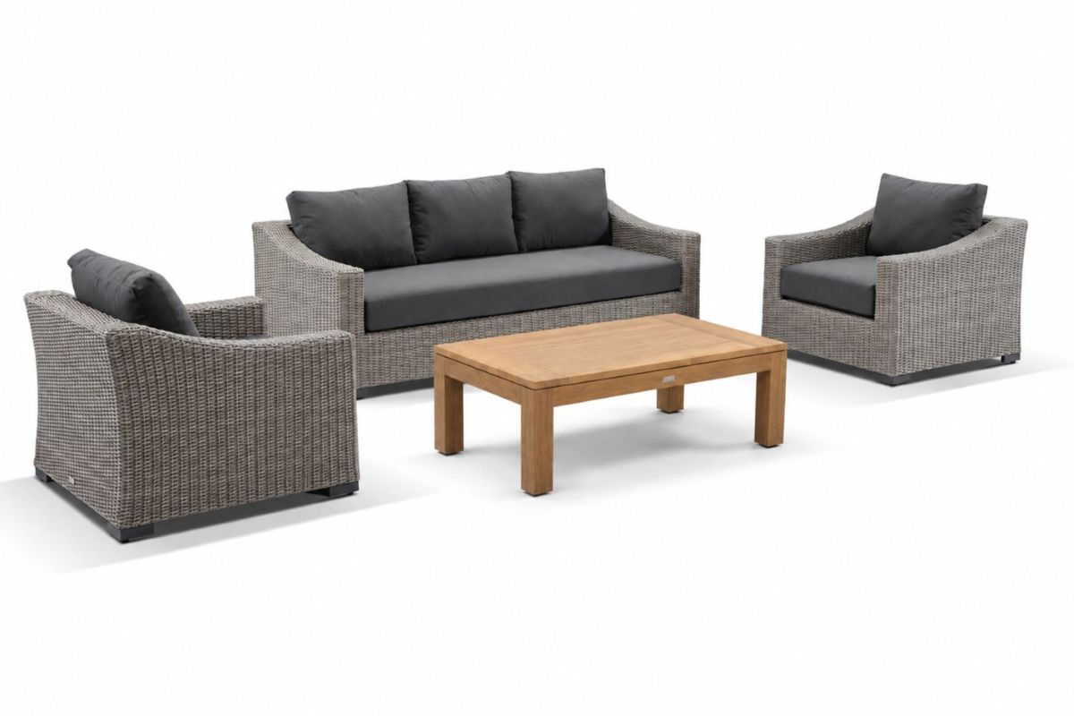 hahei 3 seater lounge set coal teak ct