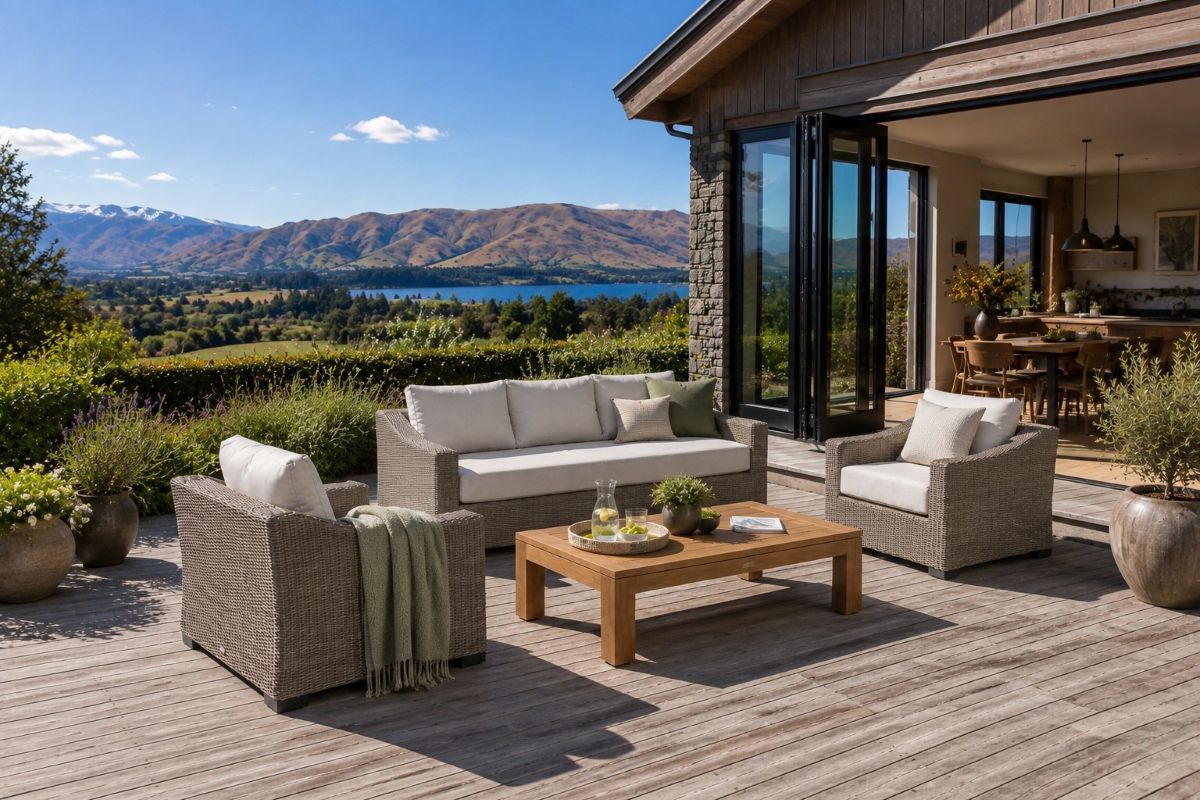 hahei 3 seater lounge set silver teak ct