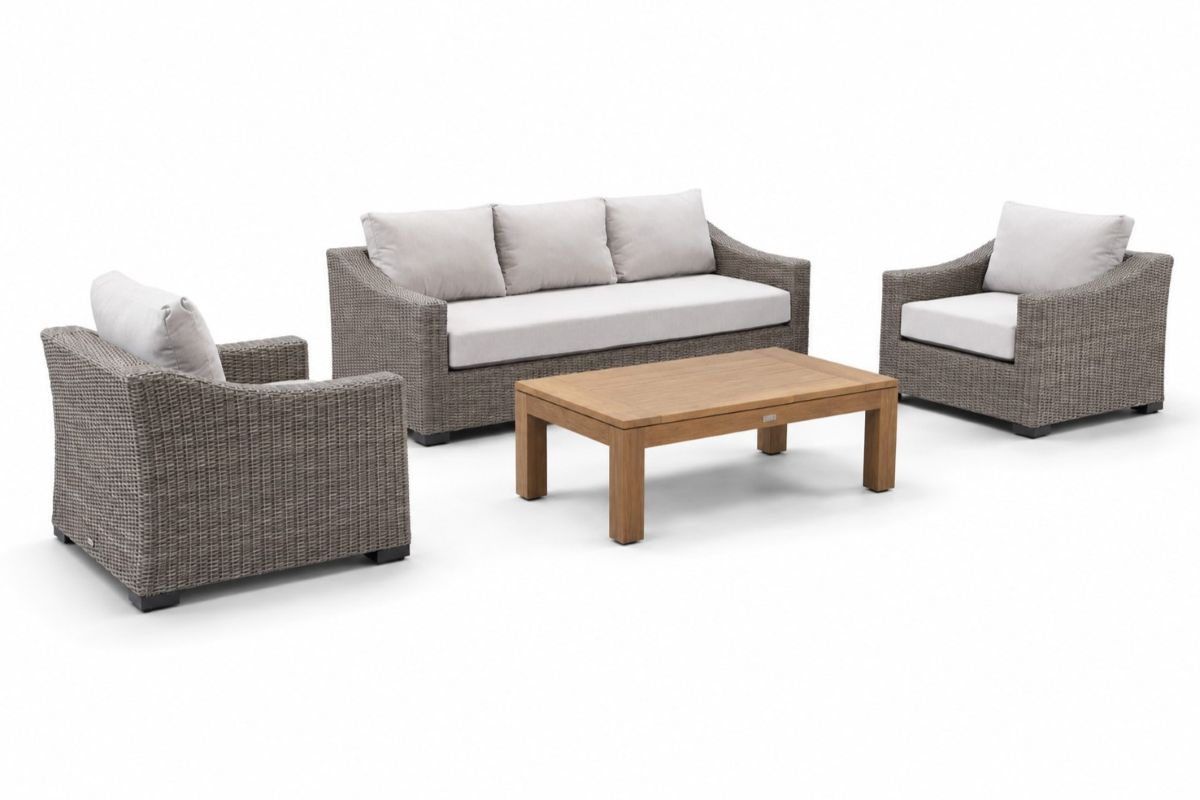 hahei 3 seater lounge set silver teak ct